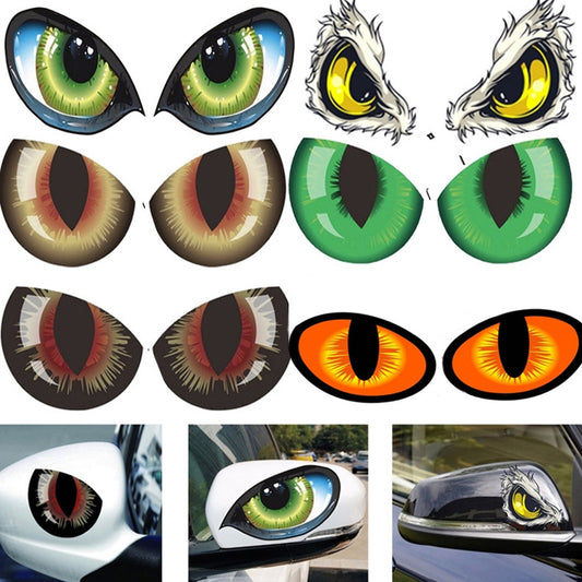1pc Car Reflective Car Sticker Rearview Mirror Eye Funny Sticker 3D Scratch Blocking Body Sticker Decorative Sticker(Eagle) by buy2fix