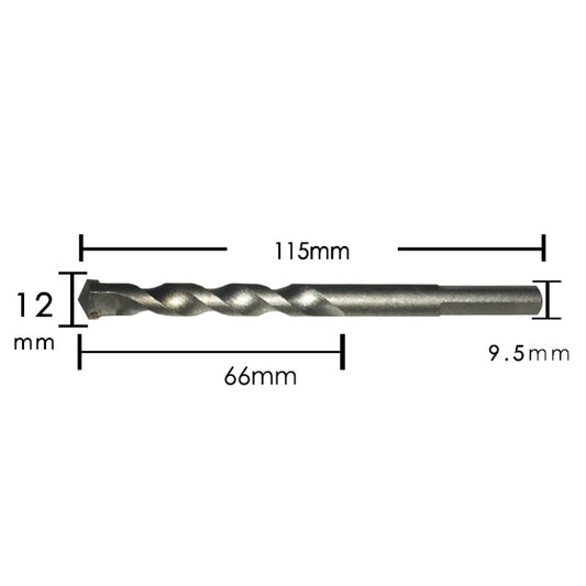2pcs Hand Electric Drill Shock Drill Wall Mix Soil Cement Wall Construction Drill Bit, Model: 12x115mm Triangle Handle by buy2fix