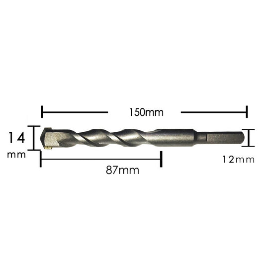 2pcs Hand Electric Drill Shock Drill Wall Mix Soil Cement Wall Construction Drill Bit, Model: 14x150mm Triangle Handle by buy2fix