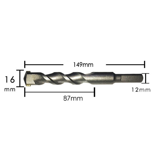 2pcs Hand Electric Drill Shock Drill Wall Mix Soil Cement Wall Construction Drill Bit, Model: 16x150mm Triangle Handle by buy2fix