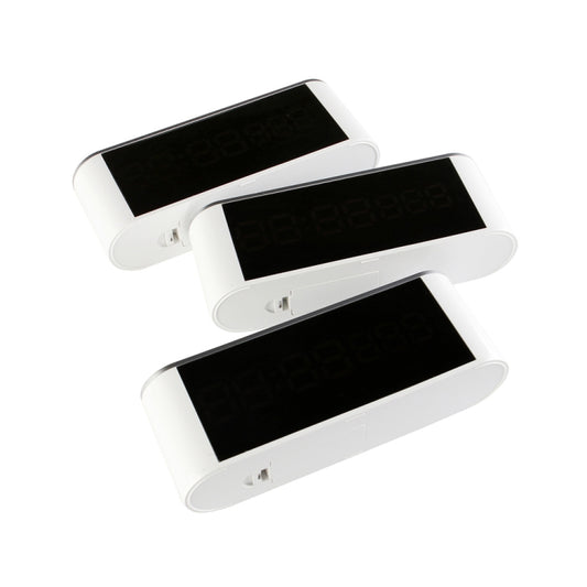 Home LED Mirror Multifunction Electronic Clock Mirror Clock Household Thermometer(Blue Word) by buy2fix