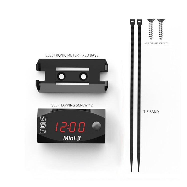 Voltage Clock And Temperature 3 In 1 LED Electronic Meter Large-Screen Digital Display Waterproof And Dustproof Voltmeter(Red Light) by buy2fix