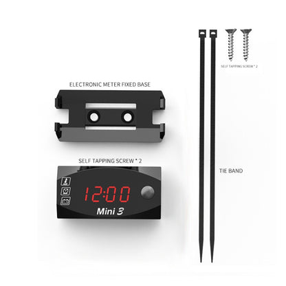 Voltage Clock And Temperature 3 In 1 LED Electronic Meter Large-Screen Digital Display Waterproof And Dustproof Voltmeter(Red Light) by buy2fix