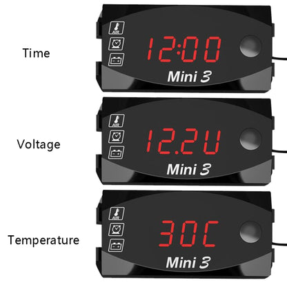 Voltage Clock And Temperature 3 In 1 LED Electronic Meter Large-Screen Digital Display Waterproof And Dustproof Voltmeter(Red Light) by buy2fix