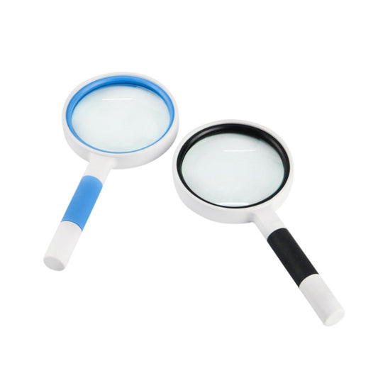 Hand-Held Reading Magnifier Glass Lens Anti-Skid Handle Old Man Reading Repair Identification Magnifying Glass, Specification: 75mm 4 Times (Black White) by buy2fix
