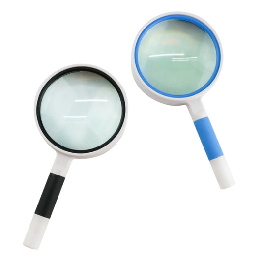 Hand-Held Reading Magnifier Glass Lens Anti-Skid Handle Old Man Reading Repair Identification Magnifying Glass, Specification: 100mm 3 Times (Blue White) by buy2fix