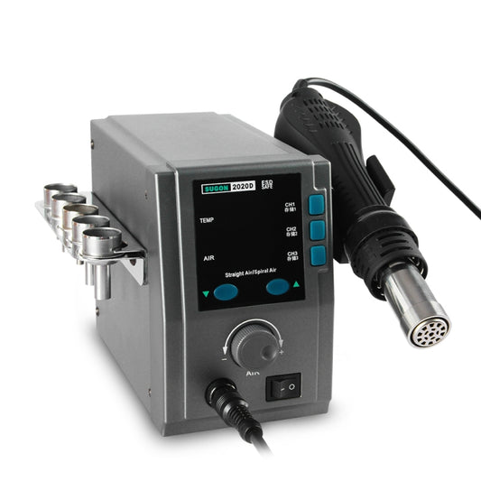 SUGON Hot Air Rework Station LED Display Temperature Adjustable Soldering Station With 5 Nozzles, EU Plug, Model: 2020D by SUGON