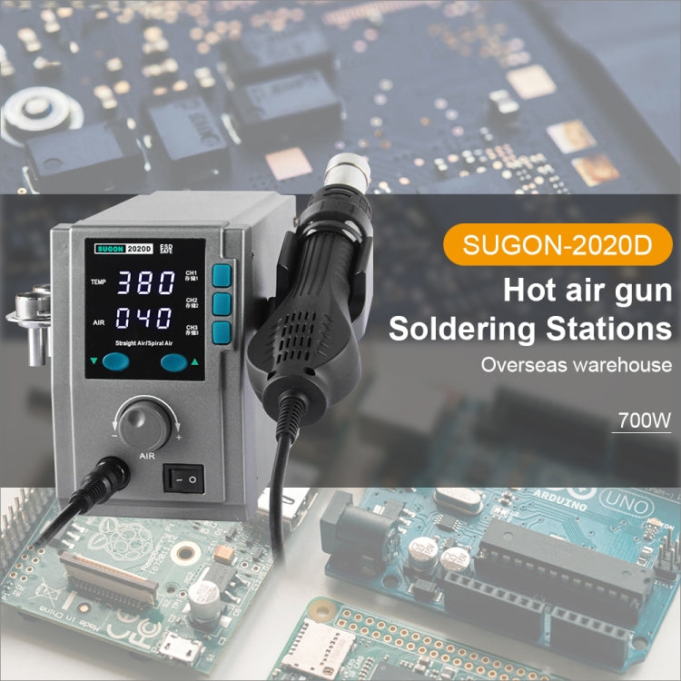 SUGON Hot Air Rework Station LED Display Temperature Adjustable Soldering Station With 5 Nozzles, EU Plug, Model: 2020D - Heat Guns by buy2fix | Online Shopping UK | buy2fix