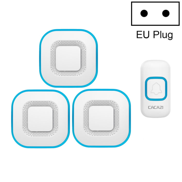 CACAZI V028F 1 For 3 Wireless Music Doorbell without Battery, Plug:EU Plug(White) - Security by CACAZI | Online Shopping UK | buy2fix