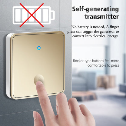 CACAZI FA50 1 For 1 Push-button Self-generating Wireless Doorbell, Plug:US Plug(Gold) - Security by CACAZI | Online Shopping UK | buy2fix