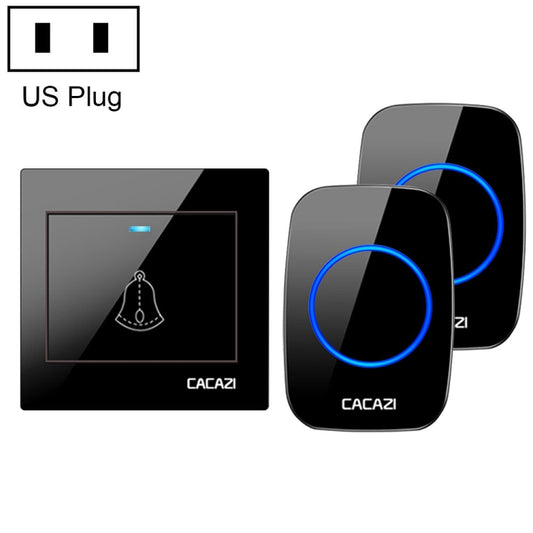 CACAZI H10 1 For 2 Home Wireless Music Doorbell without Battery, Plug:US Plug(Black) - Security by CACAZI | Online Shopping UK | buy2fix