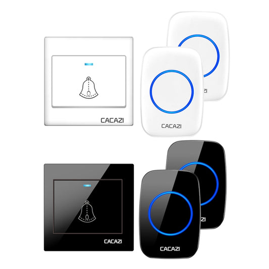 CACAZI H10 1 For 2 Home Wireless Music Doorbell without Battery, Plug:US Plug(White) by CACAZI