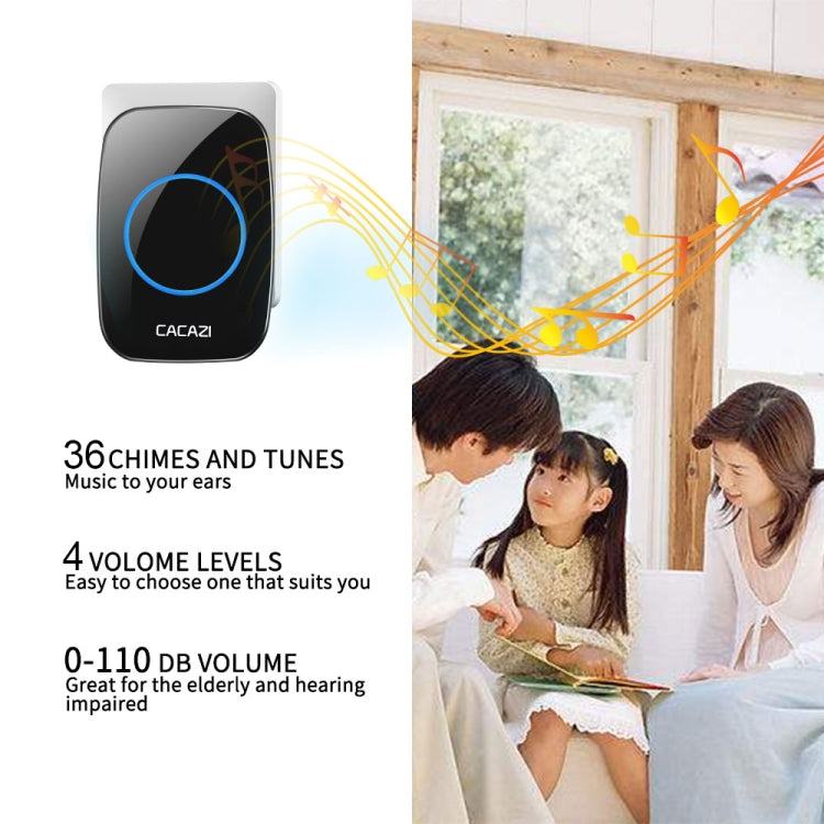 CACAZI H10 1 For 2 Home Wireless Music Doorbell without Battery, Plug:UK Plug(Black) - Security by CACAZI | Online Shopping UK | buy2fix