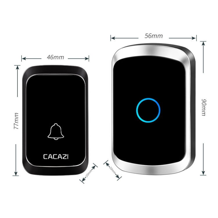 CACAZI A50 1 For 1 Wireless Music Doorbell without Battery, Plug:EU Plug(Black) - Security by CACAZI | Online Shopping UK | buy2fix