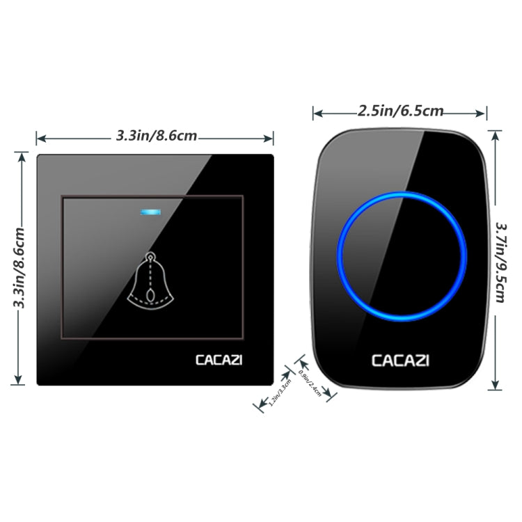 CACAZI H10 1 For 1 Wireless Smart Doorbell without Battery, Plug:EU Plug(Black) - Security by CACAZI | Online Shopping UK | buy2fix