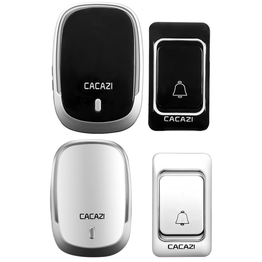 CACAZI Smart Waterproof Music Wireless Doorbell Multifunctional Pager, Style: UK Plug(Silver) by CACAZI