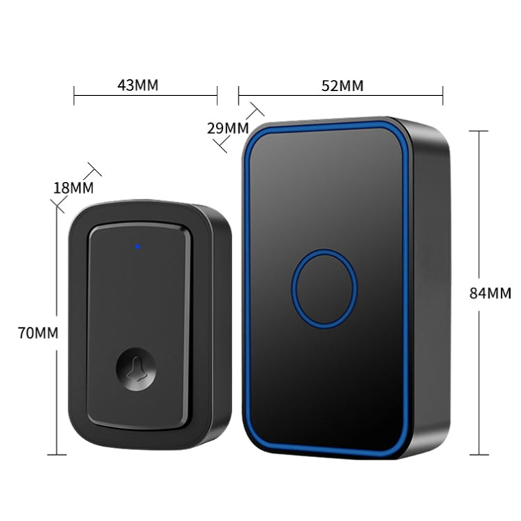 CACAZI  A19 1 For 3  Wireless Music Doorbell without Battery, EU Plug(Black) - Security by CACAZI | Online Shopping UK | buy2fix