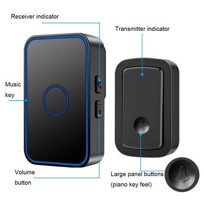 CACAZI  A19 1 For 3  Wireless Music Doorbell without Battery, EU Plug(Black) - Security by CACAZI | Online Shopping UK | buy2fix