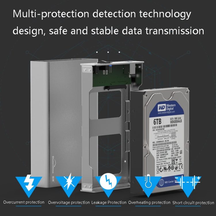 Blueendless U35Q 3.5 Inch Full Metal Mobile Hard Disk Box Type-C/Usb3.0 SATA Serial Desktop PC External Hard Disk Box US Plug (TYPE-C) by Blueendless
