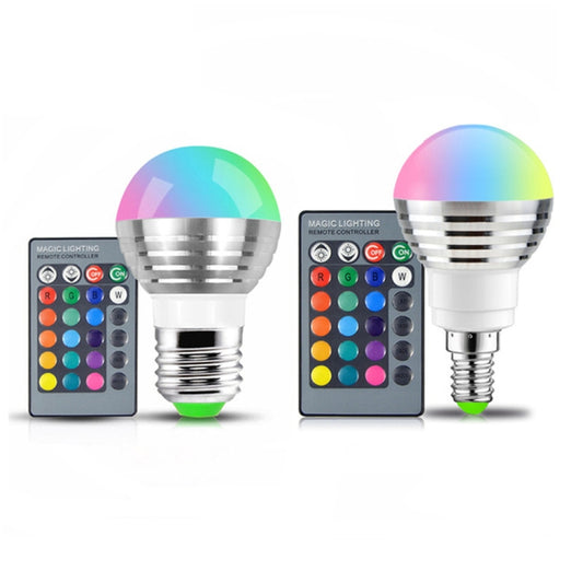 3W RGB LED Bulb 16 Color Magic Night Lamp Dimmable Stage Light with 24-keys Remote Control E27 by buy2fix