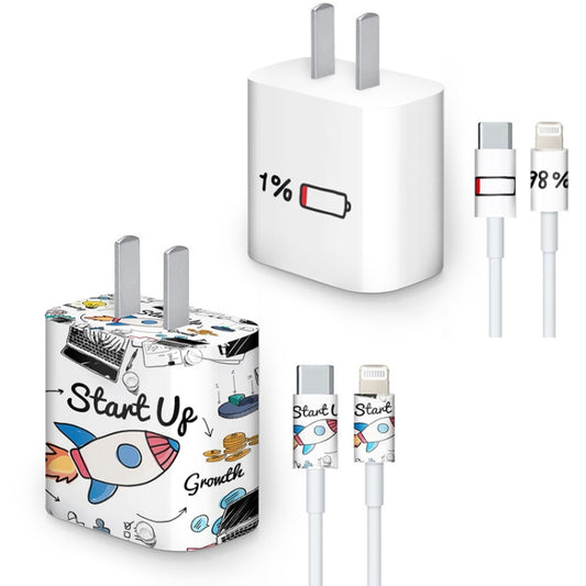 4 Sets PVC Creative Stickers For 18W/20W US Plug Charger & Type-C to 8 Pin Data Cable(059) by buy2fix