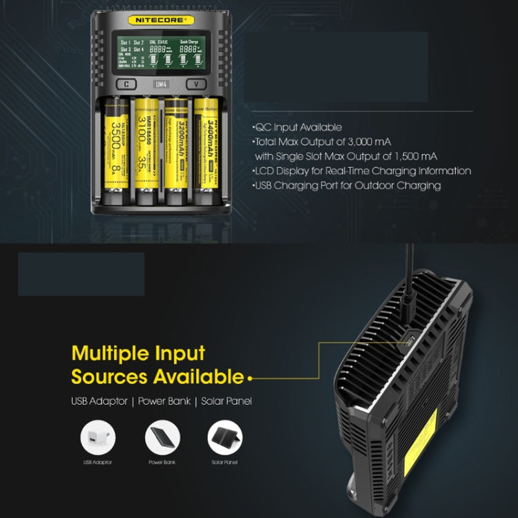 NITECORE Fast Lithium Battery Charger, Model: UMS4 - Consumer Electronics by buy2fix | Online Shopping UK | buy2fix