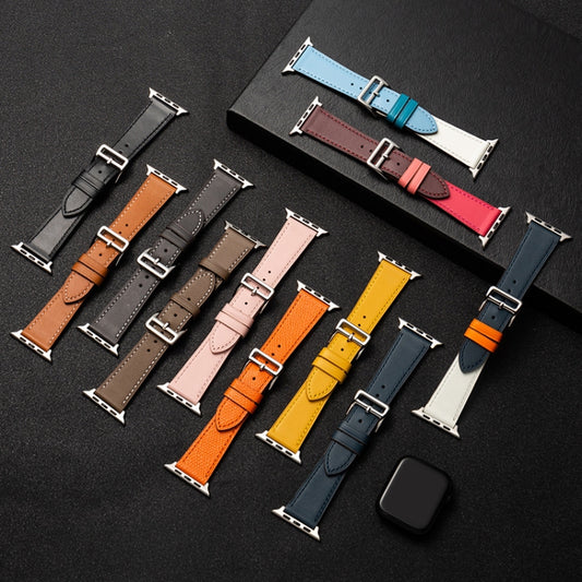 Cowhide Leather Strap Watch Band For Apple Watch Series 9&8&7 41mm / SE 3&SE 2&6&SE&5&4 40mm / 3&2&1 38mm(Dark Brown) by buy2fix