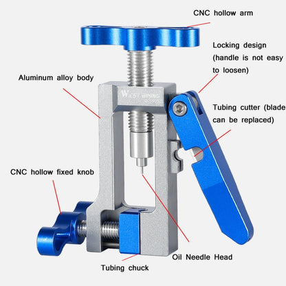 WEST BIKING YP0719252 Bicycle Oil Needle Installation Tool Cycling Tubing Jack Repair Tool(Silver Blue) - Outdoor & Sports by WEST BIKING | Online Shopping UK | buy2fix