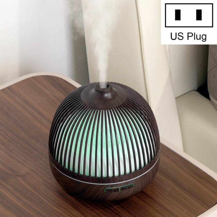 Bird Cage Wood Graphic Aromatherapy Machine Ultrasonic Smart Home Colorful Night Light Hollow Humidifier, Product specifications: US Plug(Deep Wood Pattern) - Home & Garden by buy2fix | Online Shopping UK | buy2fix