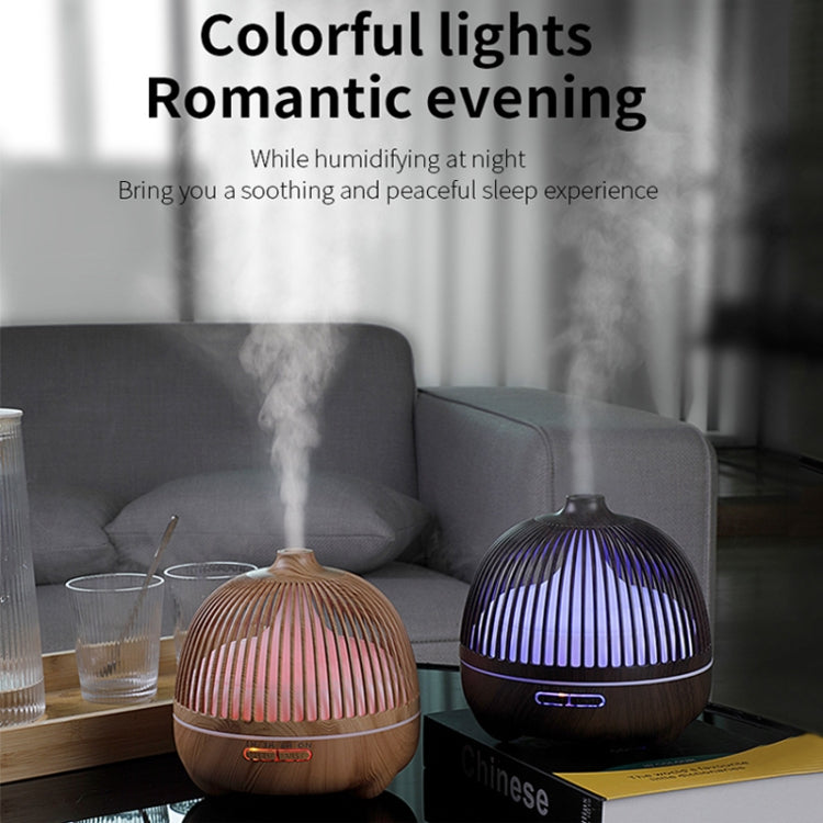 Bird Cage Wood Graphic Aromatherapy Machine Ultrasonic Smart Home Colorful Night Light Hollow Humidifier, Product specifications: EU Plug(Deep Wood Pattern) - Home & Garden by buy2fix | Online Shopping UK | buy2fix