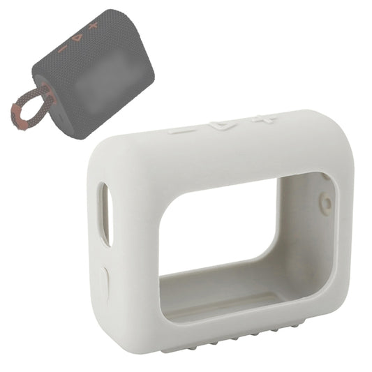 For JBL GO3 Bluetooth Speaker Silicone Cover Portable Protective Case with Carabiner(Silver Gray) - Protective Case by buy2fix | Online Shopping UK | buy2fix