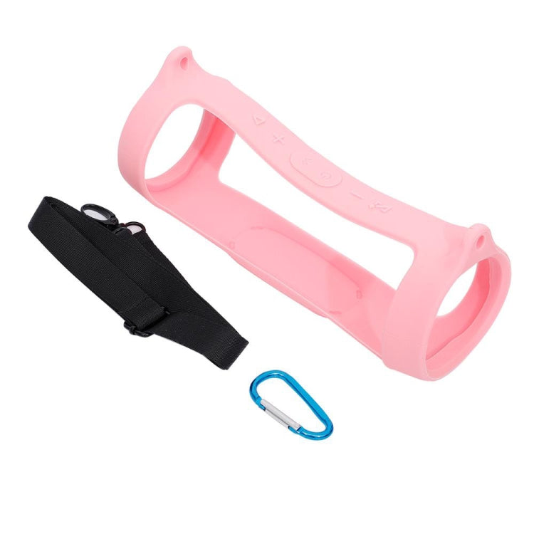 For JBL Charge 4 Bluetooth Speaker Portable Silicone Protective Cover with Shoulder Strap & Carabiner(Pink) - Protective Case by buy2fix | Online Shopping UK | buy2fix