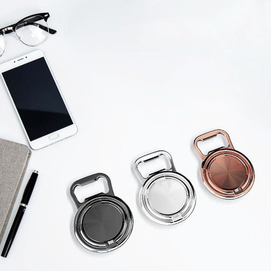 3 PCS Bottle Opener Folding Metal Mobile Phone Bracket Ring Buckle Bracket Car Magnets Live Desktop Bracket(Rose Gold) by buy2fix