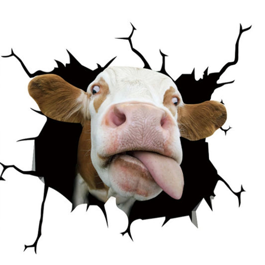 7 PCS Animal Wall Stickers Cattle Head Hoisting Car Window Static Stickers(Cow 01) - In Car by buy2fix | Online Shopping UK | buy2fix