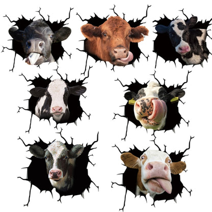 7 PCS Animal Wall Stickers Cattle Head Hoisting Car Window Static Stickers(Cow 05) - In Car by buy2fix | Online Shopping UK | buy2fix