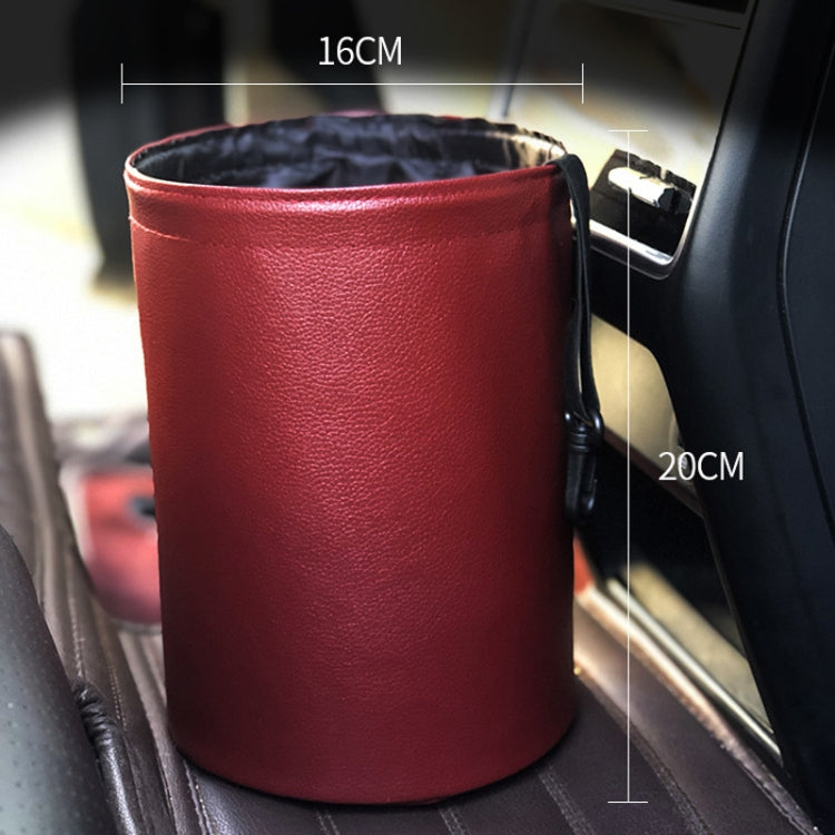 2 PCS Leather Foldable Car Trash Can Mini Chair Back Suspended Waterproof Trash Can(Wine Red) by buy2fix