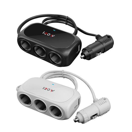 Car Charger Cigarette Lighter 1 In 3 Mobile Phone USB Car Charger(Black) by buy2fix