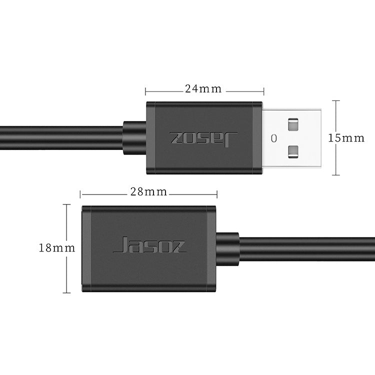 3 PCS Jasoz USB Male to Female Oxygen-Free Copper Core Extension Data Cable, Colour: Black 1.5m - USB Cable by buy2fix | Online Shopping UK | buy2fix