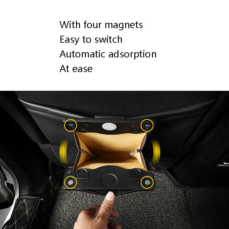 Car Trash Can Storage Bag Hanging Paste With LED Light Garbage Bag(Small (Mocha Brown)) by buy2fix