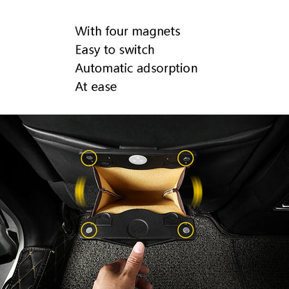 Car Trash Can Storage Bag Hanging Paste With LED Light Garbage Bag(Small (Mocha Brown)) by buy2fix