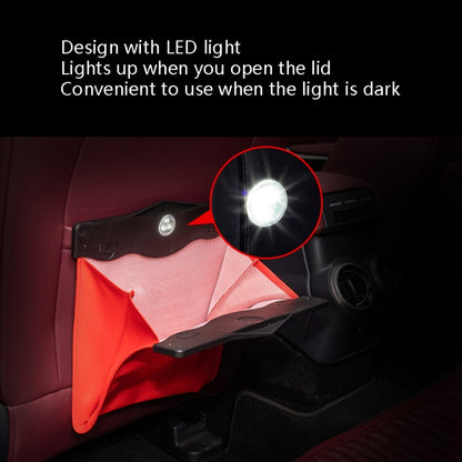 Car Trash Can Car Chair Back Hanging Storage Box Hidden Folding Storage Bag With LED Light(Black) by buy2fix