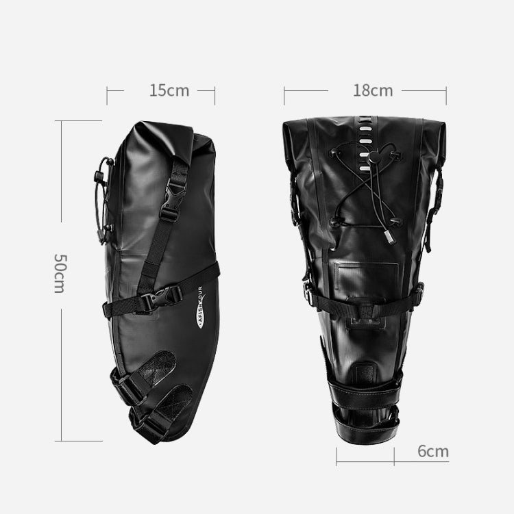 AFISHTOUR FB2040 13L Bicycle Big Tail Bag Big Large Capacity Long-Distance Cycling Saddle Bag, Size: 13L(Full Black) - Bicycle Bags by AFISHTOUR | Online Shopping UK | buy2fix