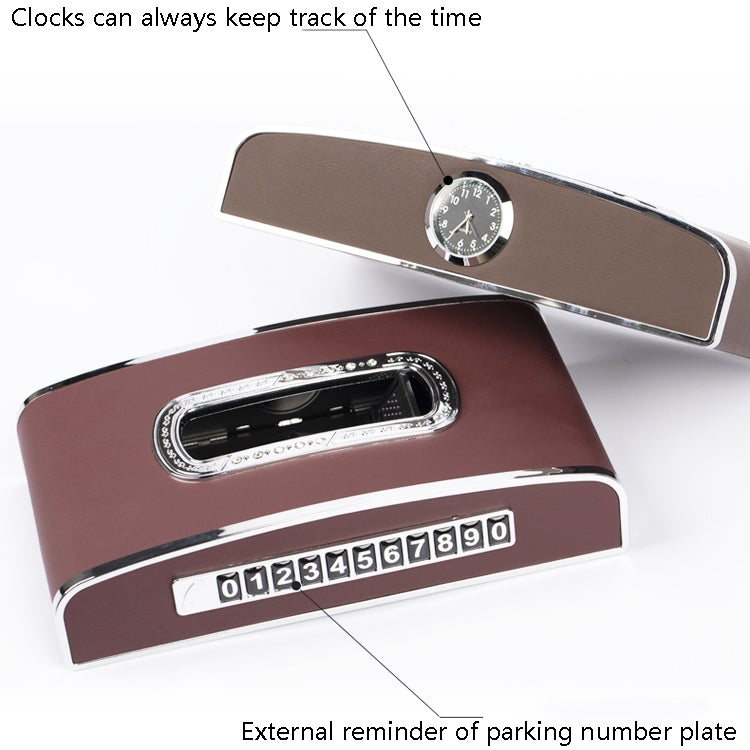 Car Clock Tissue Box Multi-Function Vehicle Instrument Table Paper Towel Box, Style: Clock+Parking Card (Agate) by buy2fix