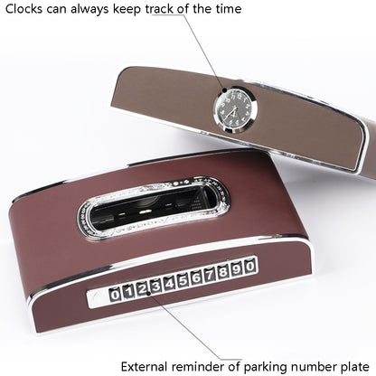 Car Clock Tissue Box Multi-Function Vehicle Instrument Table Paper Towel Box, Style: Clock+Parking Card (Agate) by buy2fix
