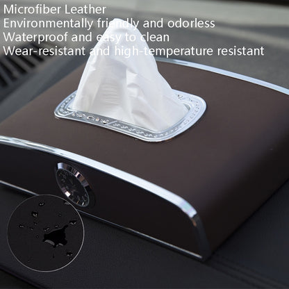 Car Clock Tissue Box Multi-Function Vehicle Instrument Table Paper Towel Box, Style: Clock+Parking Card (Black) by buy2fix