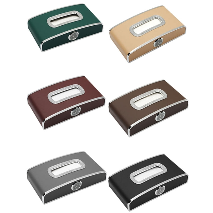 Car Clock Tissue Box Multi-Function Vehicle Instrument Table Paper Towel Box, Style: With Clock (Agate) by buy2fix