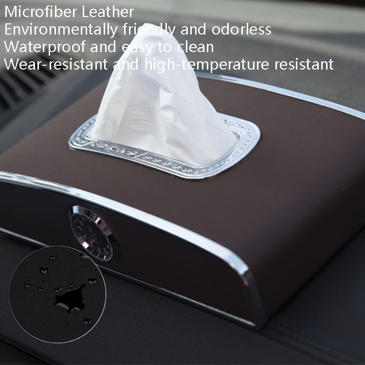 Car Clock Tissue Box Multi-Function Vehicle Instrument Table Paper Towel Box, Style: With Clock (Gray) by buy2fix