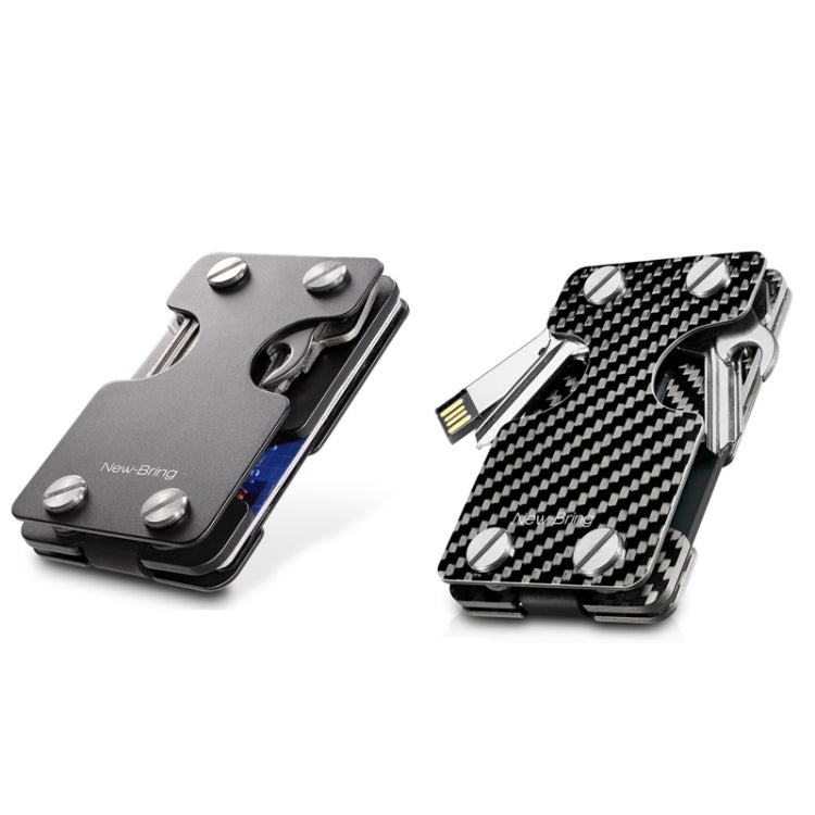 New-Bring Metal Card Holder Multifunctional  EDC Wallet Can Store Keys & U Disk(Carbon Fiber) - Home & Garden by New-Bring | Online Shopping UK | buy2fix