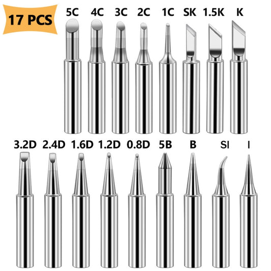 17 PCS / Set Soldering Tips 936 Soldering Station Pure Copper Soldering Iron Tips Lead-Free Soldering Iron Tips by buy2fix