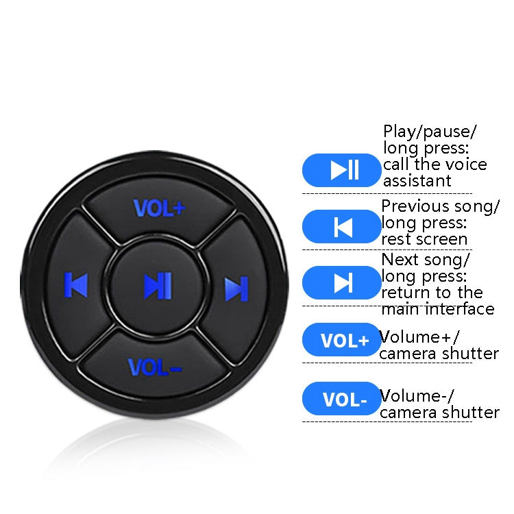 Car Mobile Phone Remote Control Bluetooth Wireless Multimedia Button Remote Control Music Playback Selfie, Colour: Black by buy2fix